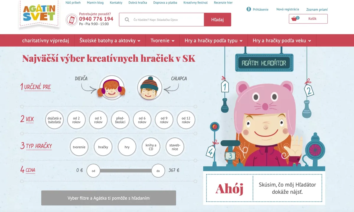 Hlavná stránka e-shopu Agátin svet s kreatívnymi hračkami pre deti