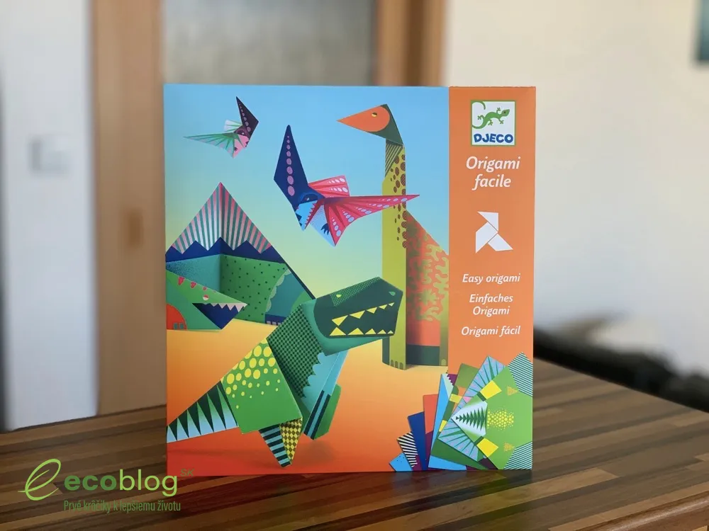 Sada origami s dinosaurami a predtlačenými papiermi pre deti
