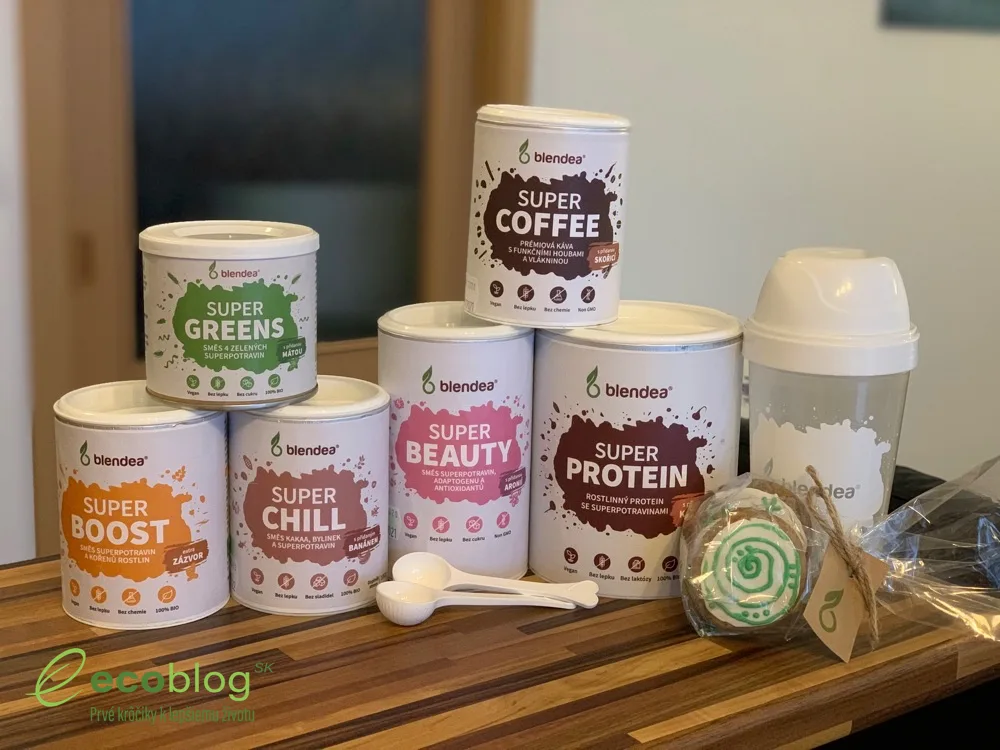 Produkty Blendea SuperGreens, SuperProtein a SuperCoffee pripravené na test a recenziu