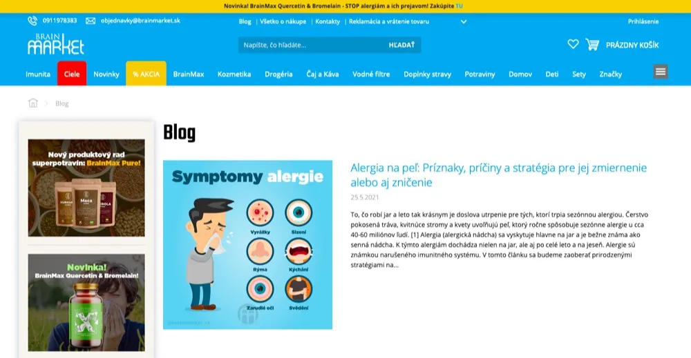 Blog BrainMarket s infografikami o doplnkoch stravy a zdraví