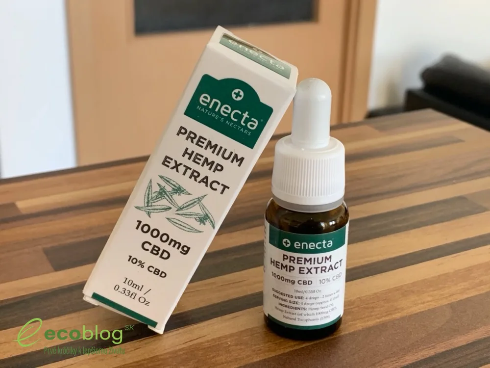 CBD olej Enecta 10 % z e-shopu Canatura, balenie a fľaštička pri teste