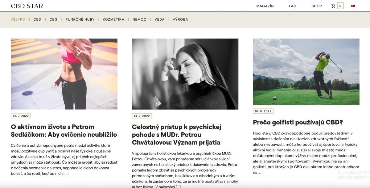 E-shop CBD Star s konopnými olejmi a kozmetikou