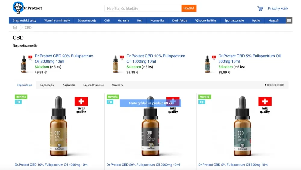 Dr. Protect CBD oleje a balenie pri teste doma