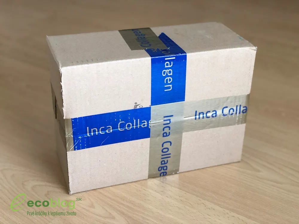 Zlaté vrecúška Inca Collagen vyložené na stole