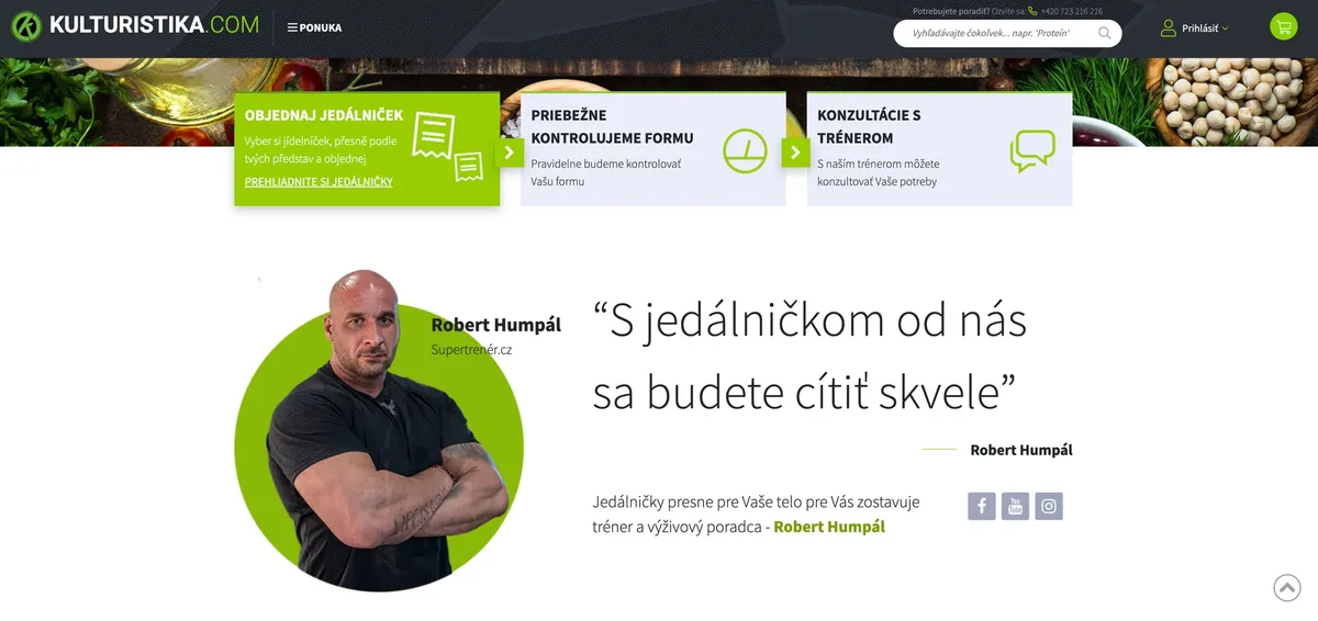 Ponuka jedálničkov na mieru na e-shope Kulturistika.com