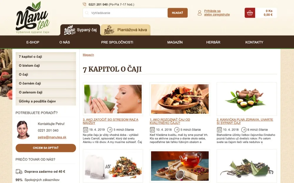 Sekcia 7 kapitol o čaji na e-shope ManuTea