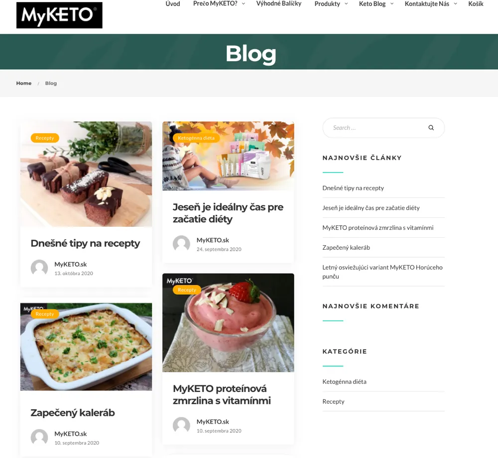 MyKETO blog s článkami o keto diéte a chudnutí
