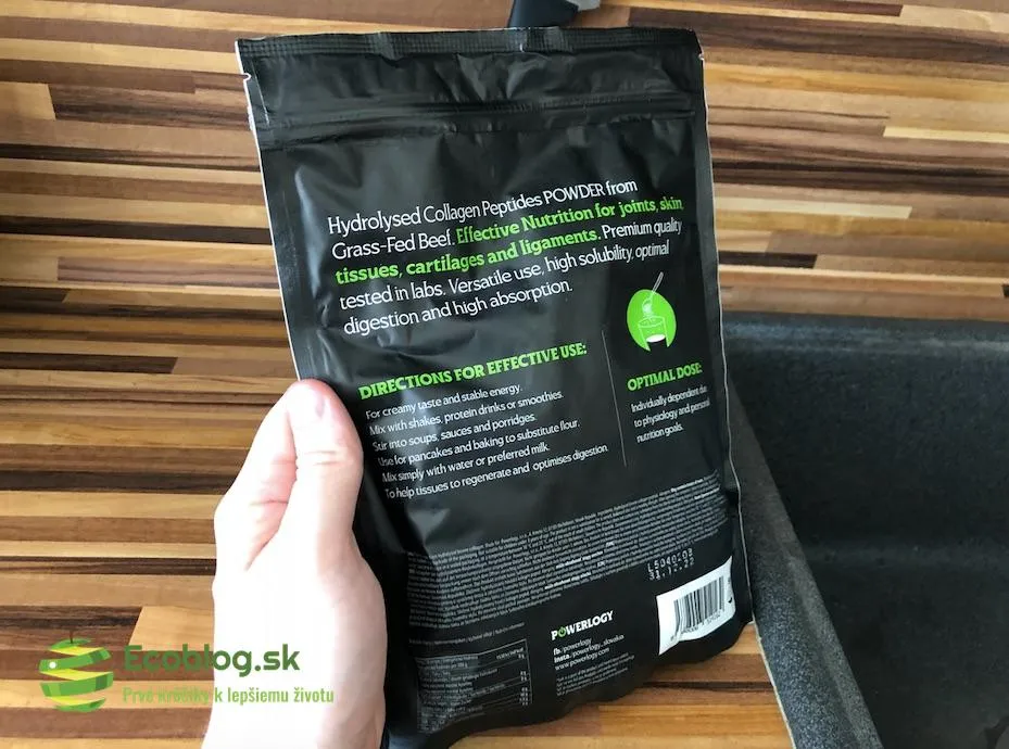 Powerlogy Collagen rozmiešaný vo vode, ukážka rozpustnosti kolagénu