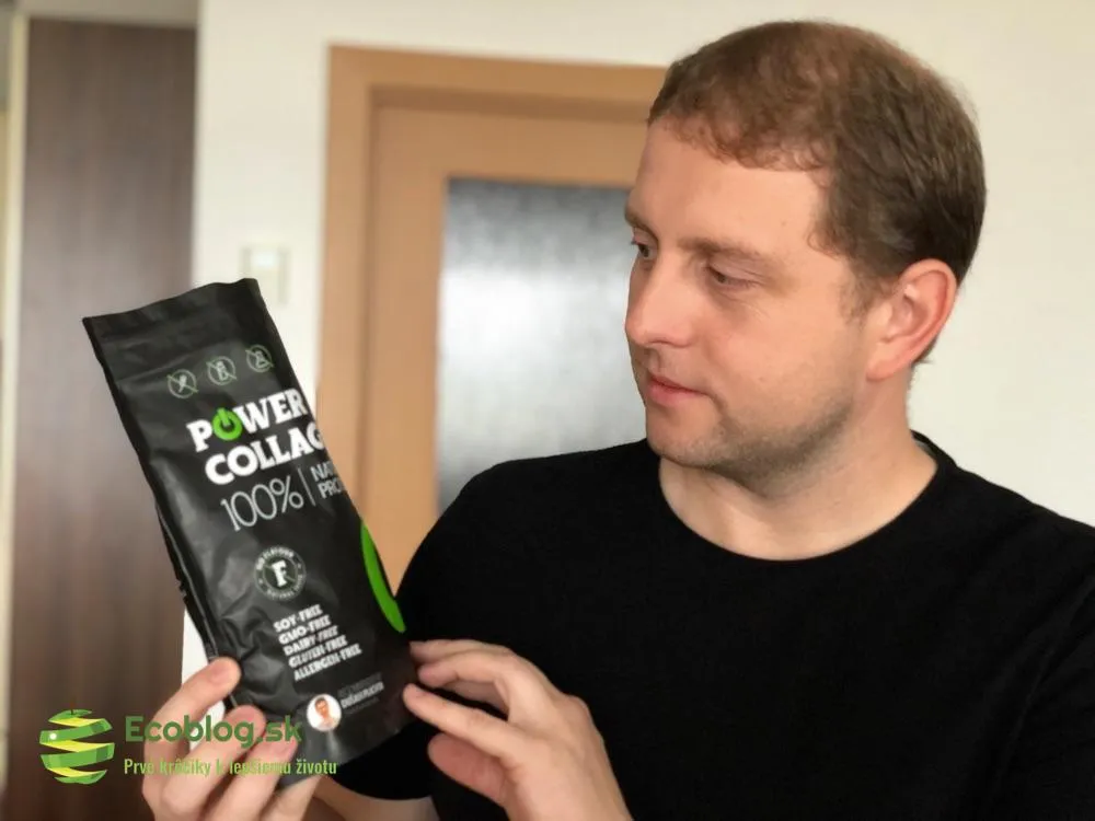 Detail prášku Powerlogy Collagen, jemná štruktúra hydrolyzovaného kolagénu