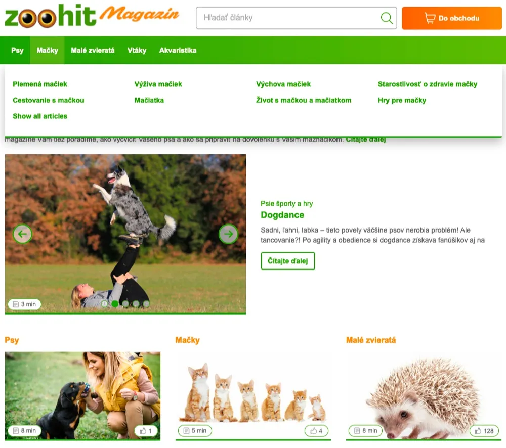 Magazín Zoohit s článkami a radami pre majiteľov zvierat